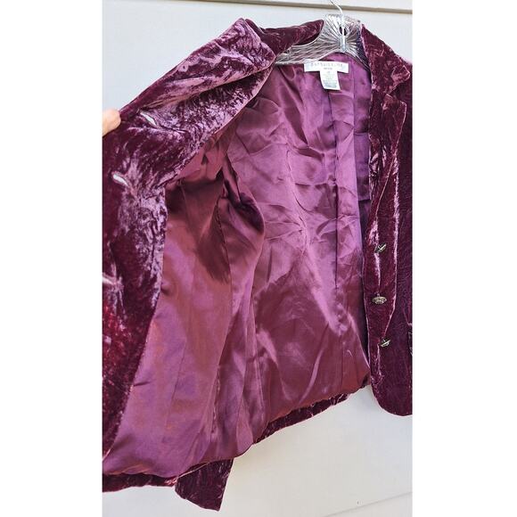 Y2K Persuits, ltd Velour Crashed Velvet Regency Purple Pink Blazer Jacket 6p S/M - Picture 5 of 10